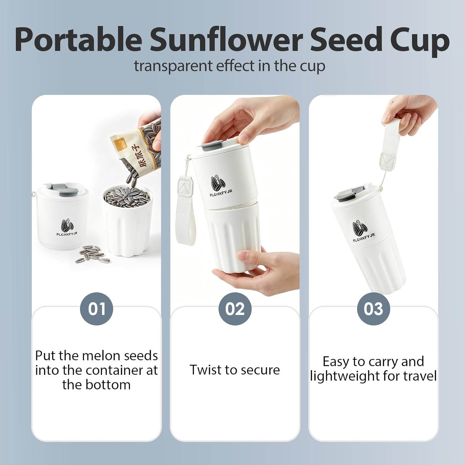 Portable Sunflower Seed Cup with Seed Organizer and Shell Storage, Seed Snack Sp