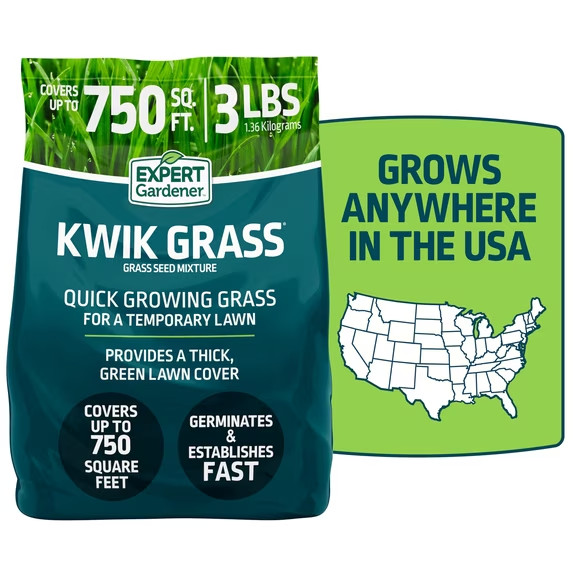 Expert Gardener Kwik Grass Seed Mix, for Sun to Partial Shade, 3 lb.