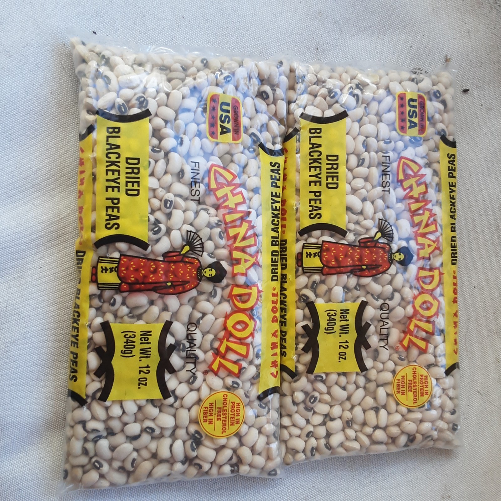 PEAS Dry CHINA DOLL Black Eye Peas NEW ( 2) 12 oz. bags FREE SHIPPING USA GROWN