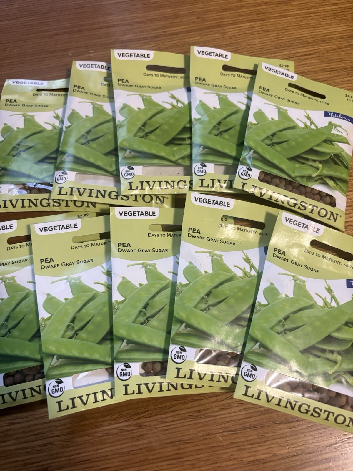10 PACKS OF 10G Livingston Seed Company Dwarf Gray Sugar Pea Non-GMO Seeds