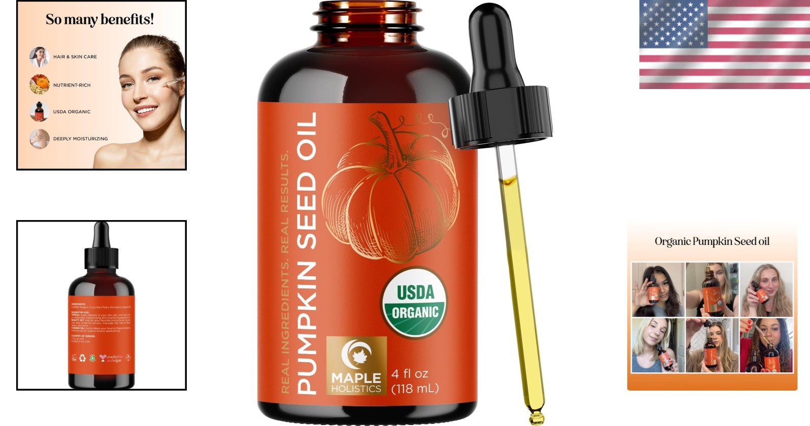 Virgin Cold-Pressed Pumpkin Seed Oil 4oz – Organic Moisturizer & Hair Booster