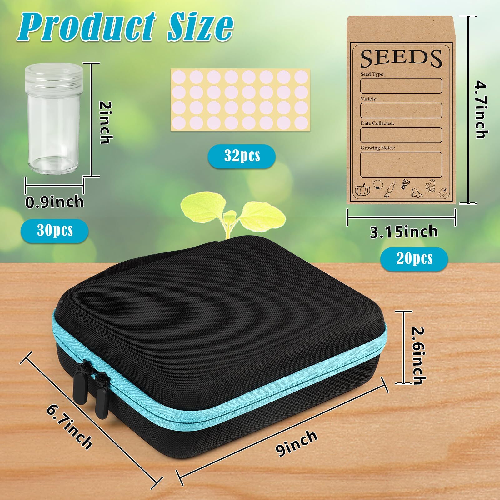 30 Slots Seed Storage Organizer Box with Zipper Bag for Flower Plants Garden