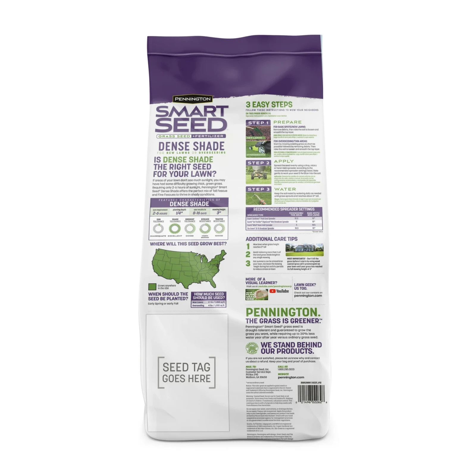 Pennington Smart Seed Dense Shade Grass Mix Fescue Lawn Seed Partial Shade 7 lb
