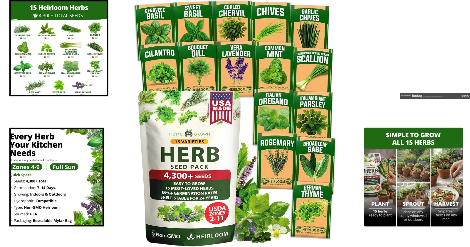 Massive 15-Pack Herb Seed Vault | Grow Your Own Fresh Herbs Indoors or Outdoors