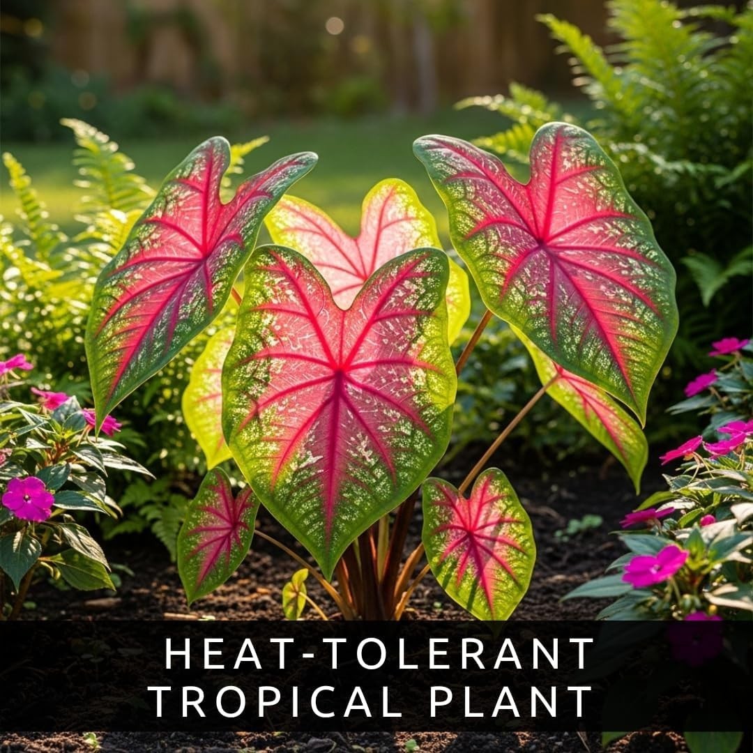 Pink Caladium Bulbs for Planting Vibrant Pink Green Foliage Shade Garden Beds