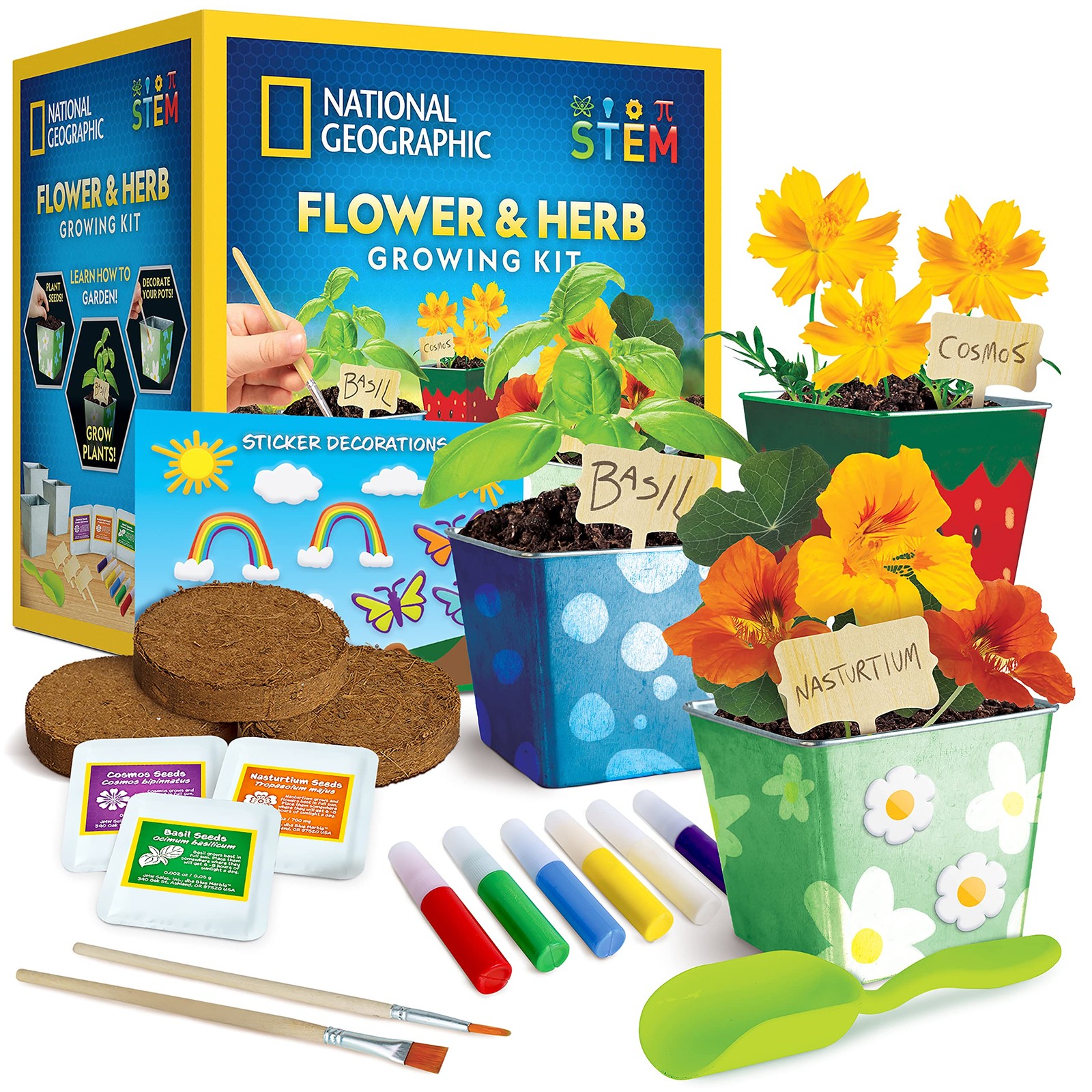 Gardening Kit for Kids – Flower & Herb Set with Pots, Paint, and Stickers
