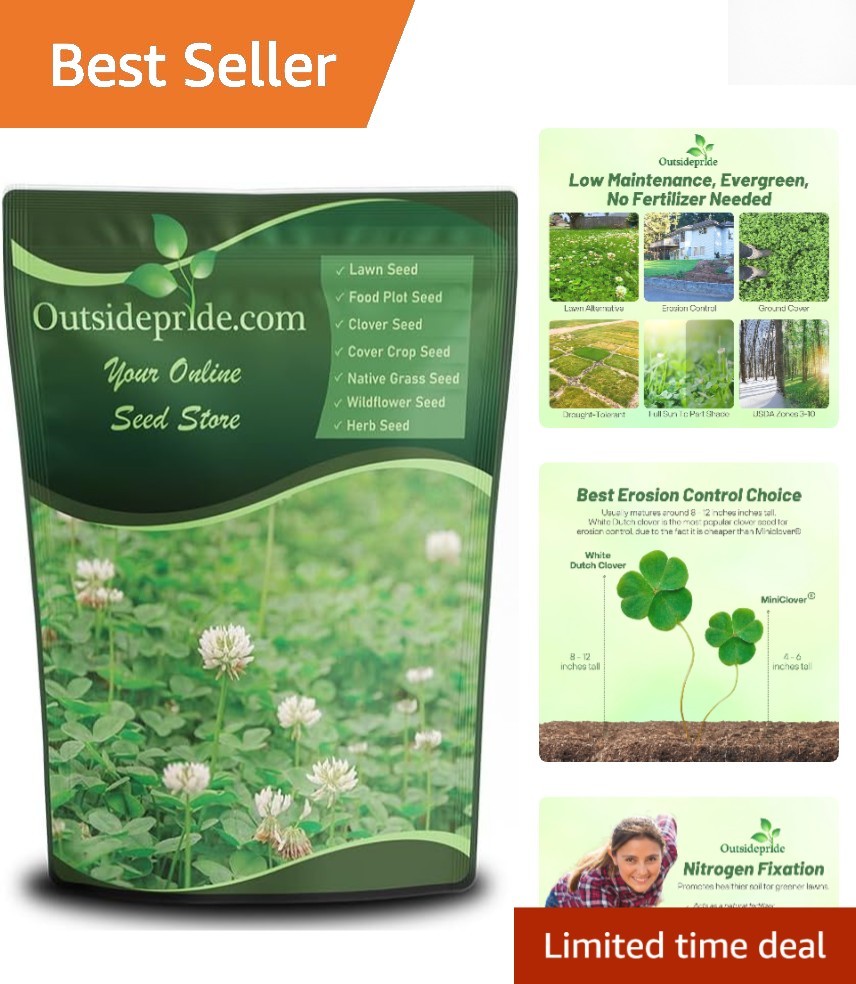 Perennial White Dutch Clover Seed 2 lbs – Nitrocoated for Lawn & Erosion Control