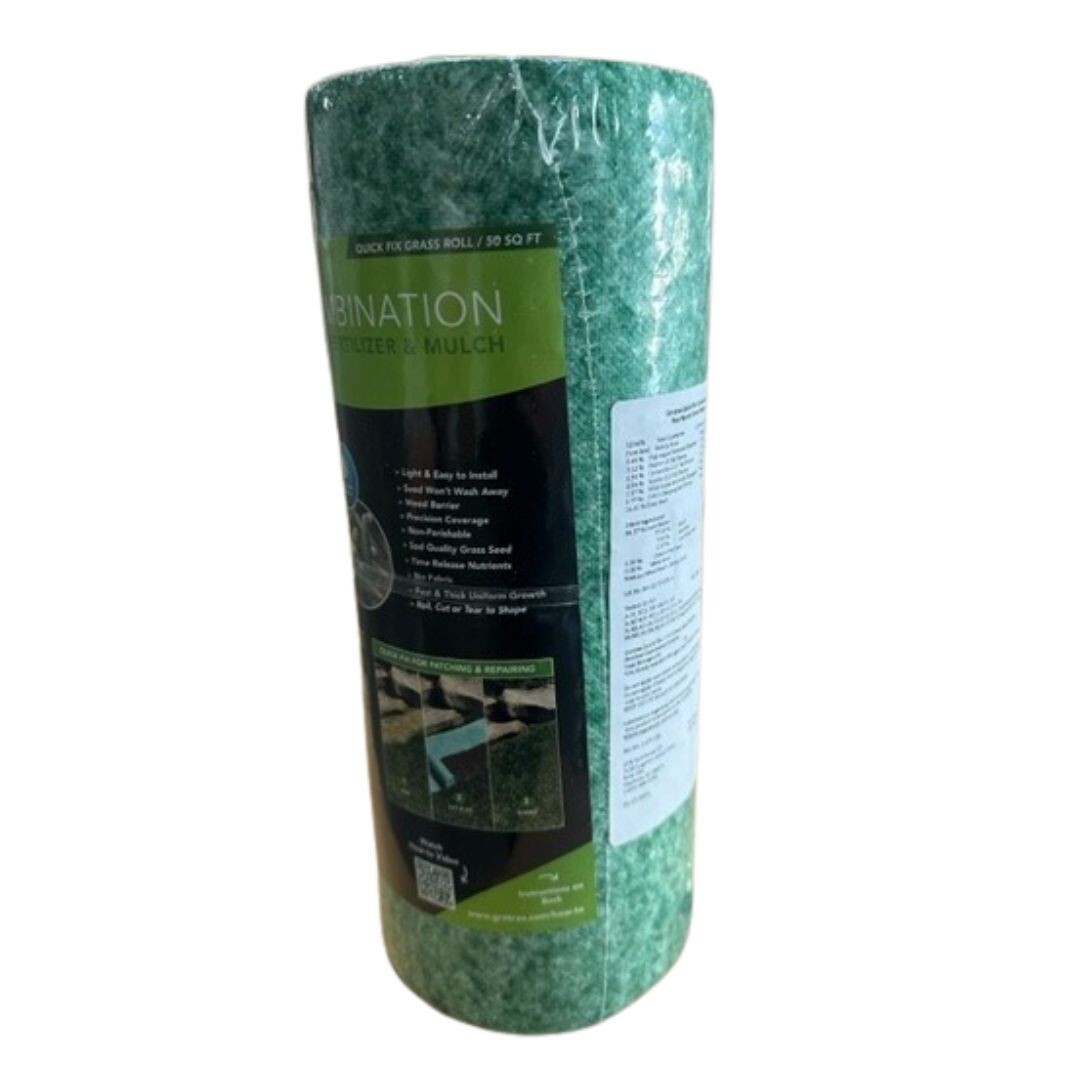 GrowTrax Biodegradable Grass Seed Mat, Year Round Green – 50 SqFt Quick Fix Roll