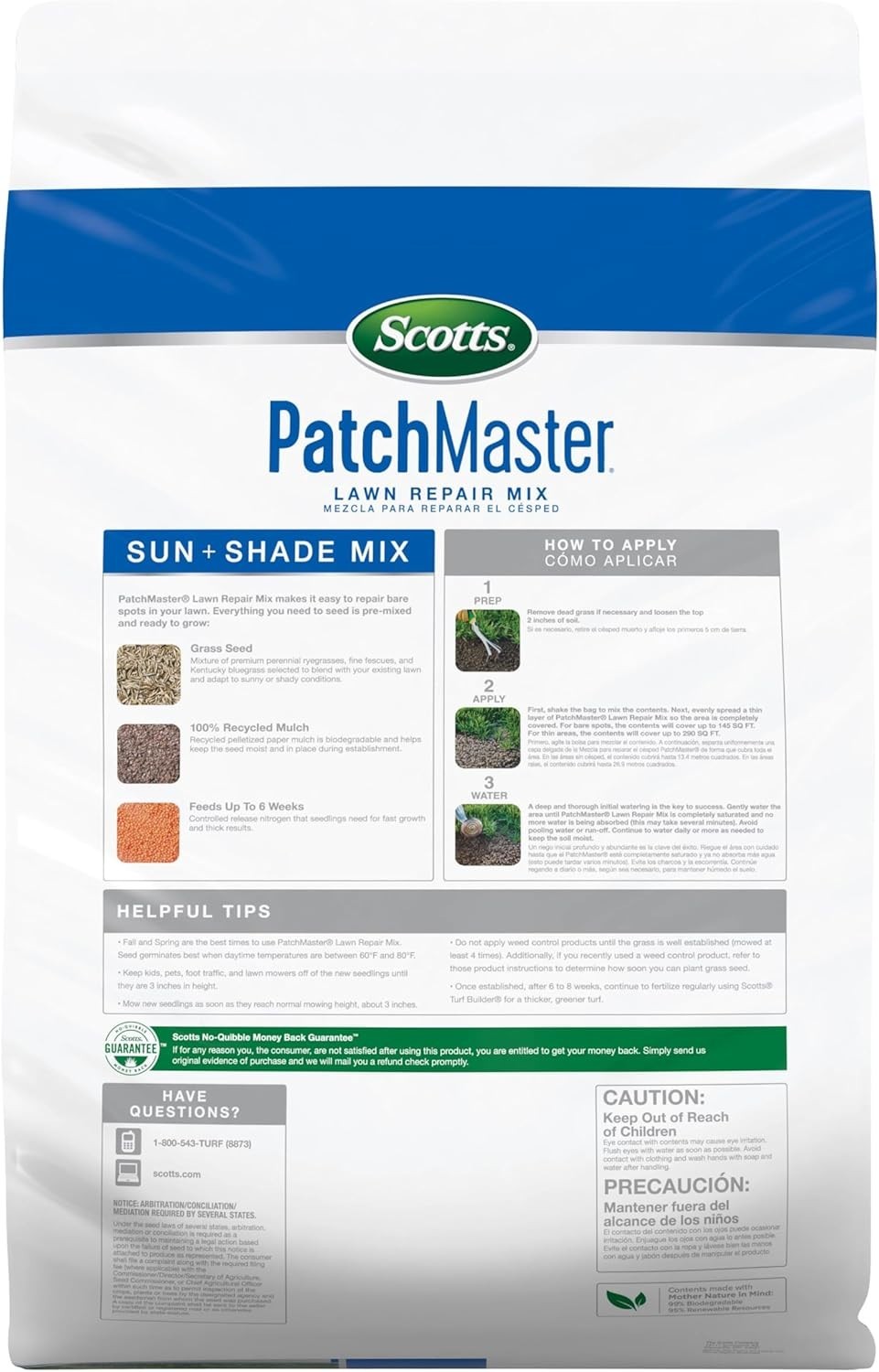 PatchMaster Sun & Shade Lawn Repair Mix: Fast Growth, Covers 290 sq. ft., 10 lbs