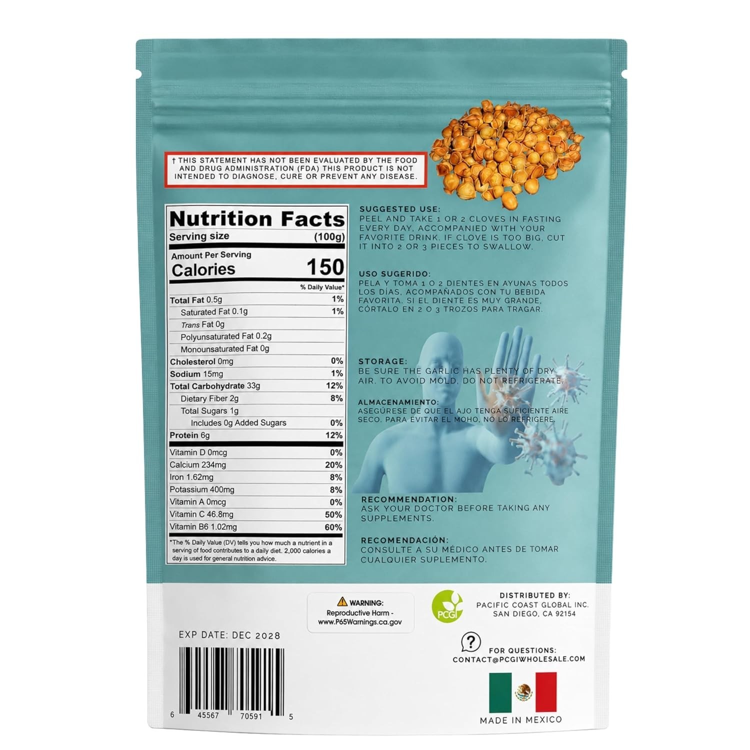 Natural 4oz Garlic Cloves in Resealable Bag – Organic & Versatile for Cooking