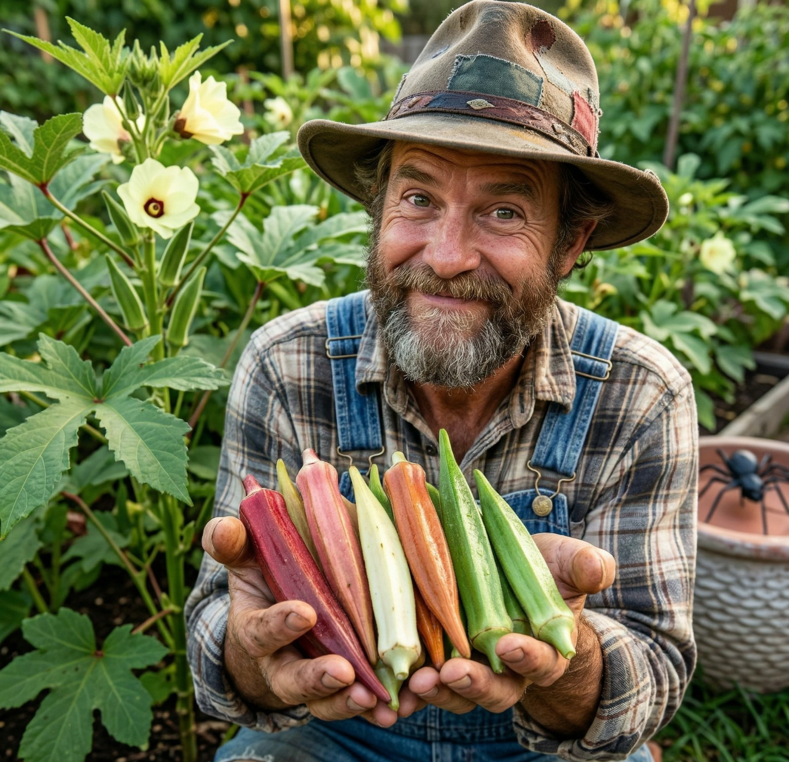 Okra RAINBOW FIESTA Colorful Pods Heirloom Garden Vegetable Non-GMO 50 Seeds
