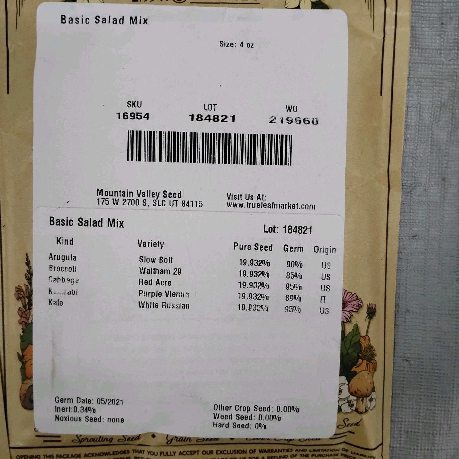 Non-GMO Seeds Cilantro Slow Bolt & Basic Salad Mix True Leaf Market Test 2021