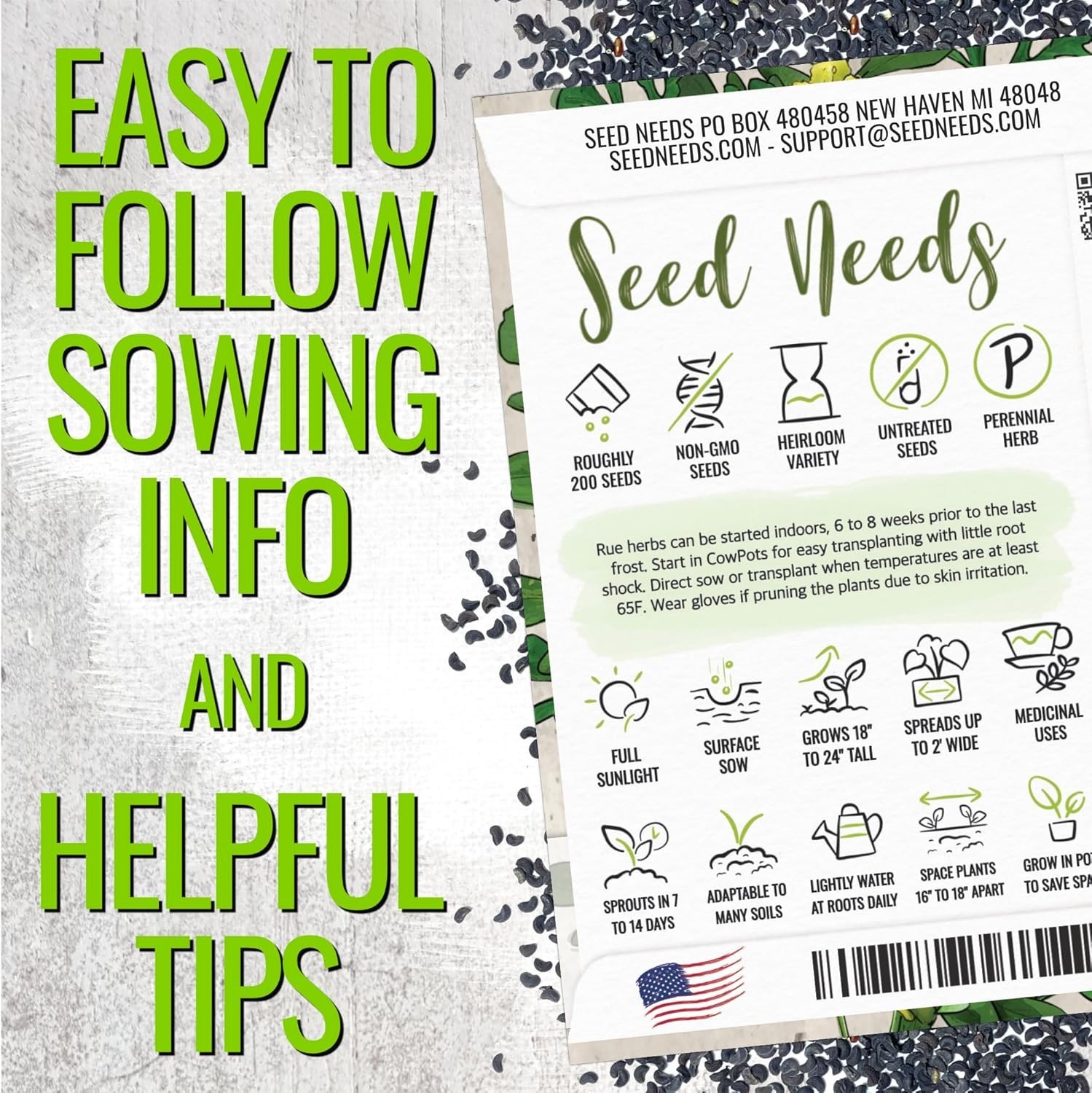 Rue Seeds for Planting – Non-GMO Heirloom & Untreated Perennial Herb Seed to …
