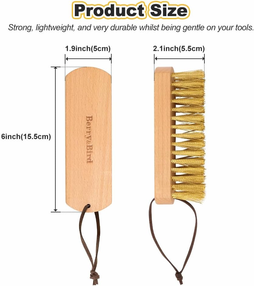 Brass Brush, Ashwood Premium Brass Wire Brush with Cowhide Lanyard, Heavy Duty W