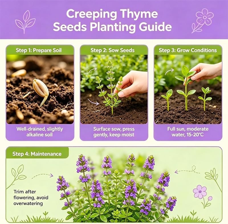 18000+ Mix Creeping Thyme Seeds Wild Creeping Thyme Seeds for Planting