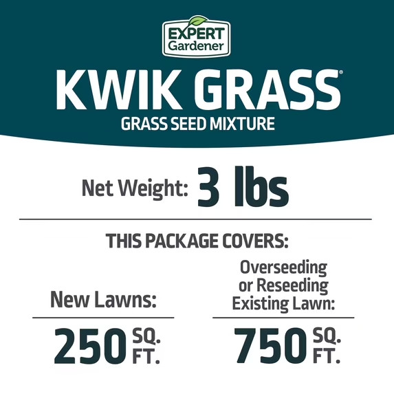 Expert Gardener Kwik Grass Seed Mix, for Sun to Partial Shade, 3 lb.