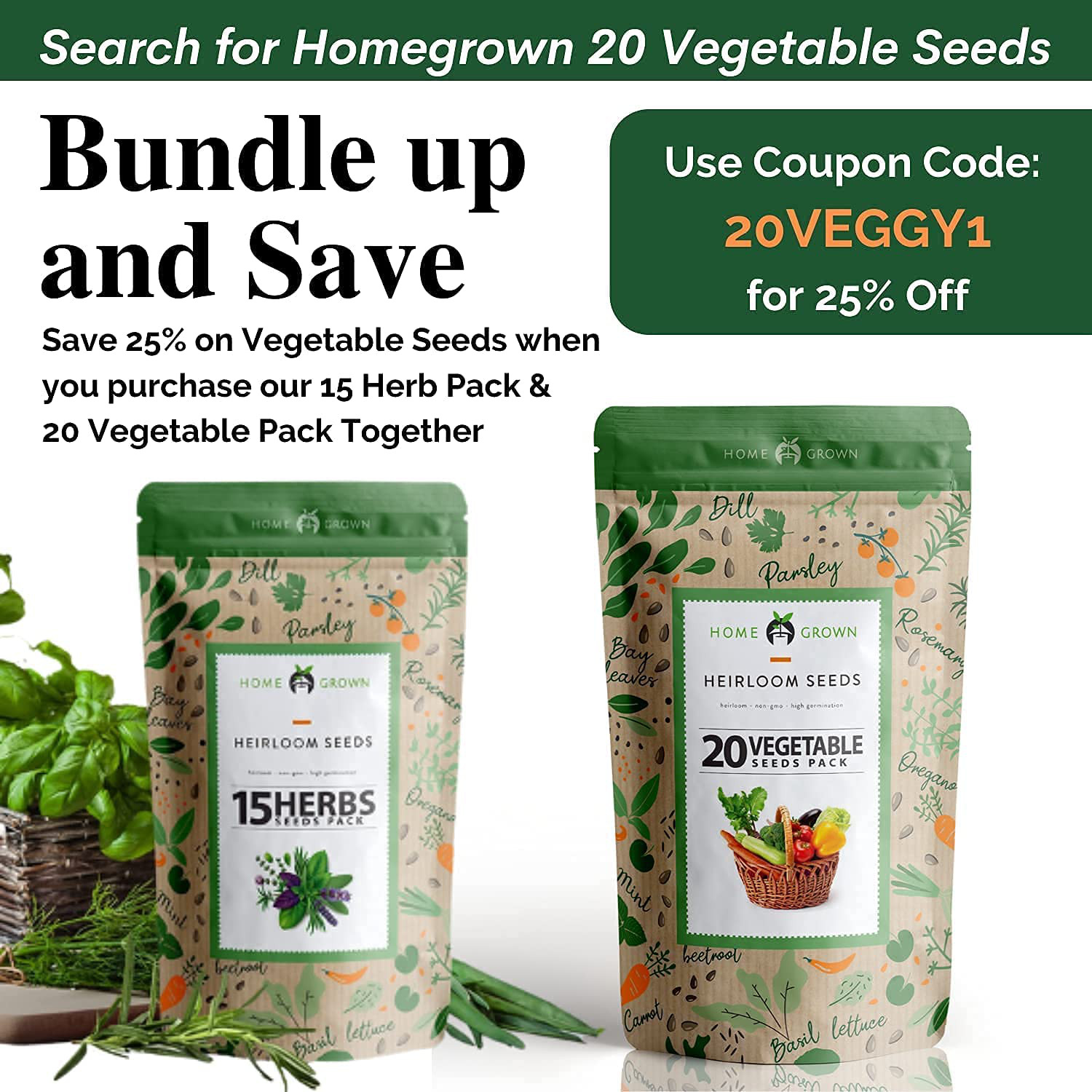 15 Culinary Herb Seed Vault – Heirloom and Non GMO – 4500 Plus Seeds for Plantin