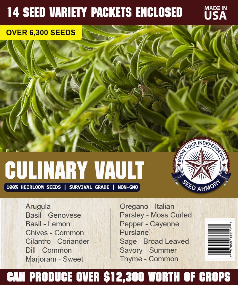 The Seed Armory Culinary Vault Seeds – 14 Varieties for Self-Sufficiency