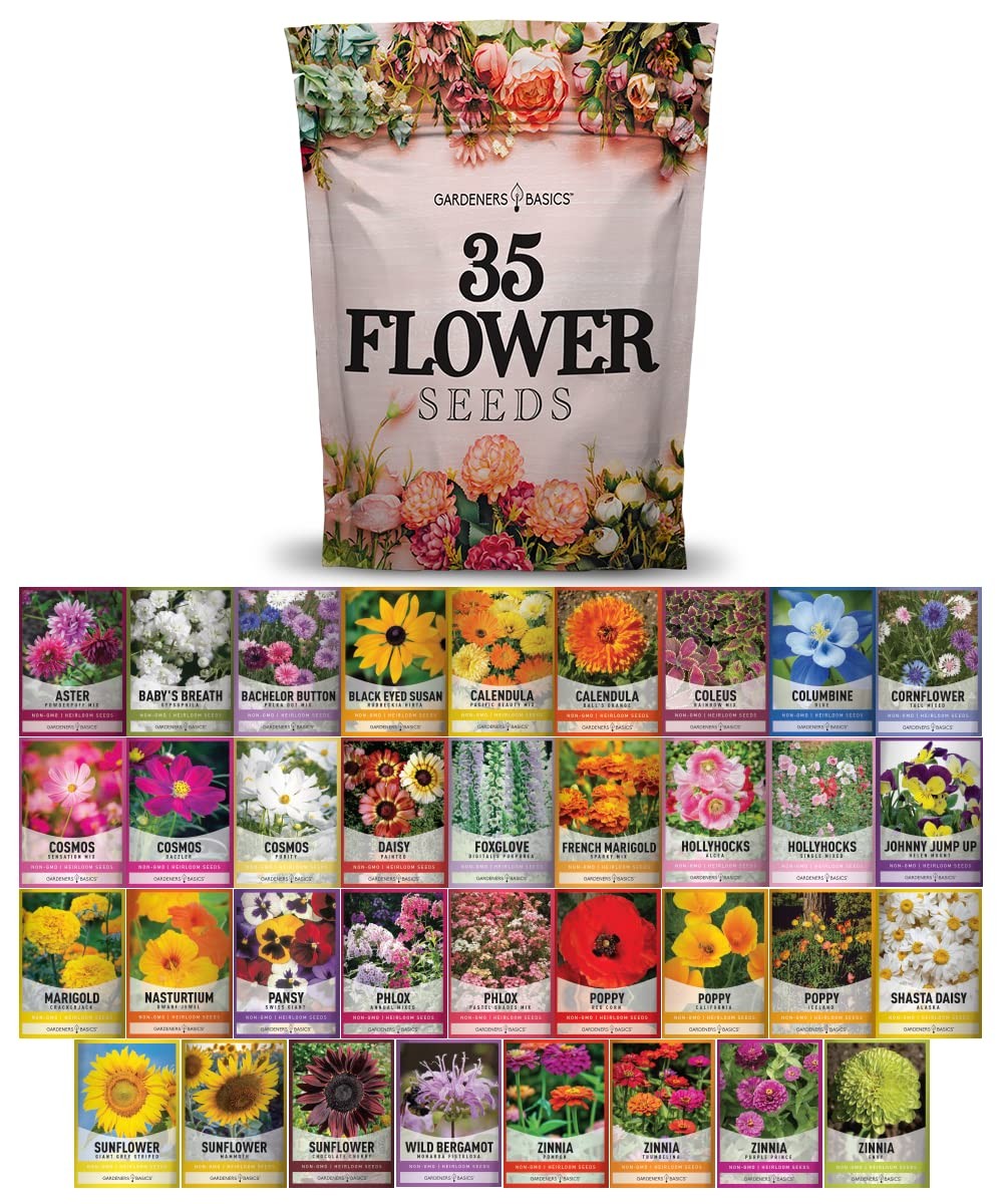 Best Gardeners Basics Flower Seeds Packets for Planting 35 Individual Varieties