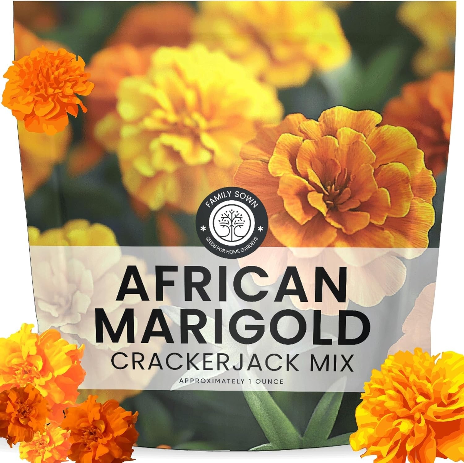 African Marigold Crackerjack Seeds 1 Ounce Pack 10,000 Flower Seeds for Planting