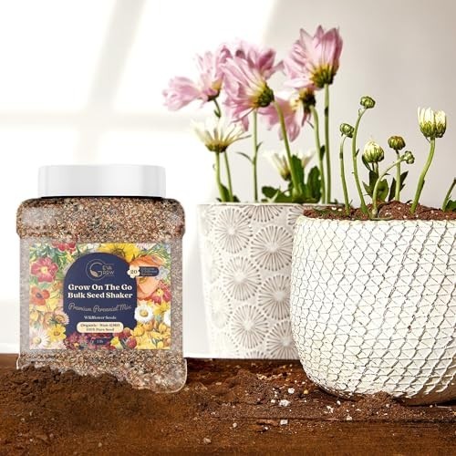 Bulk Wildflower Seed Shaker – 900,000+ Perennial Flower Seeds Mix, 1 lb Tub