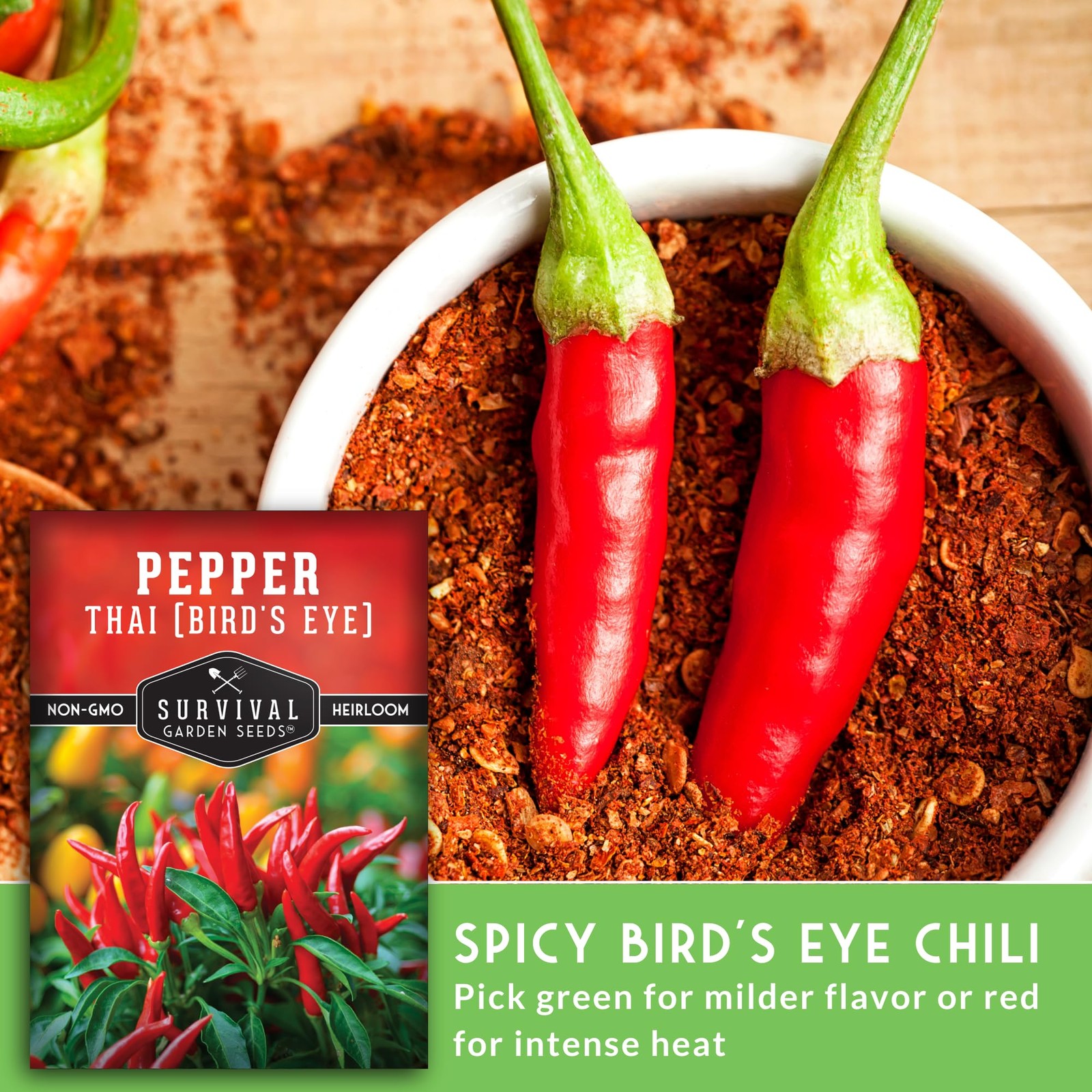 Thai Chili Pepper Seeds – Bird’s Eye Heirloom Non-GMO Hot Peppers for Gardens