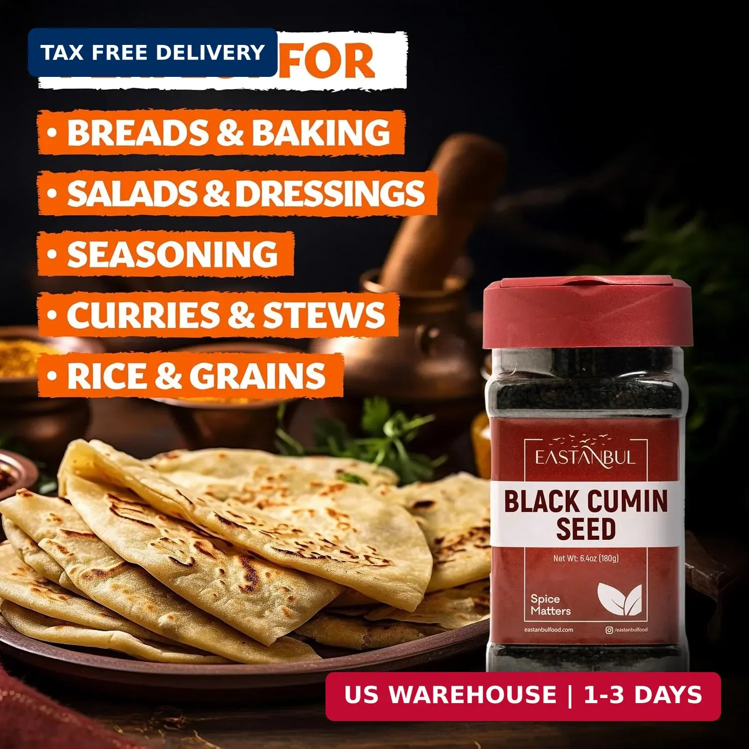 Eastanbul Nigella Seeds, Black Cumin Seed, Whole Black Cumin, Flavorful, Natural