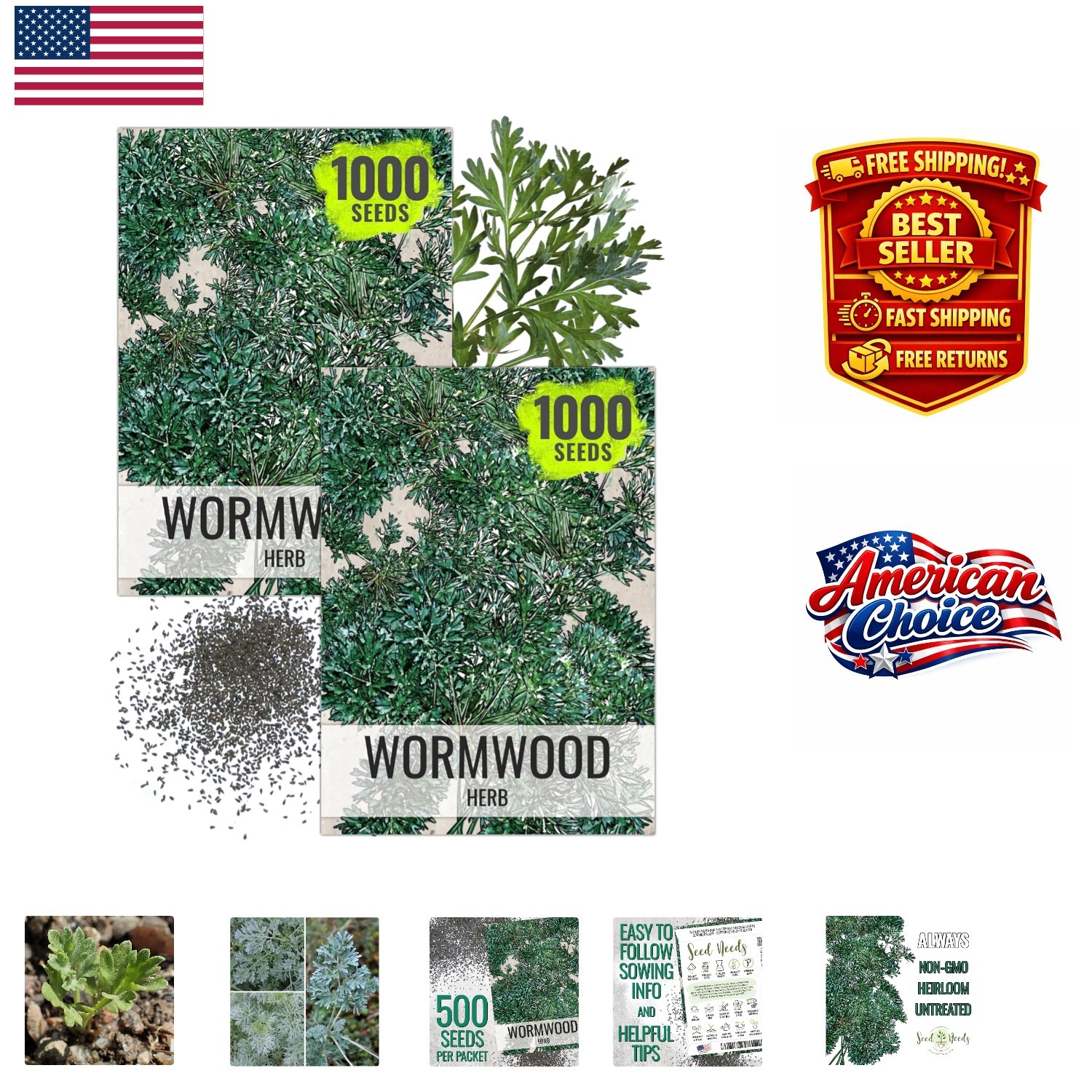 Wormwood Seeds for Planting – Untreated, Non-GMO Herbal Growth – 1000 Count