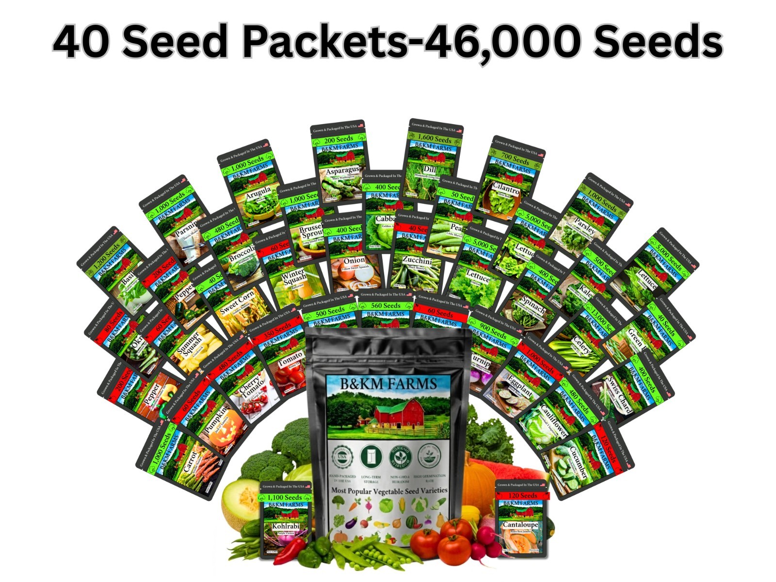 20-50 Variety Heirloom Vegetable Herb Seeds Kit 10000-50000 Bulk Garden Seed Lot
