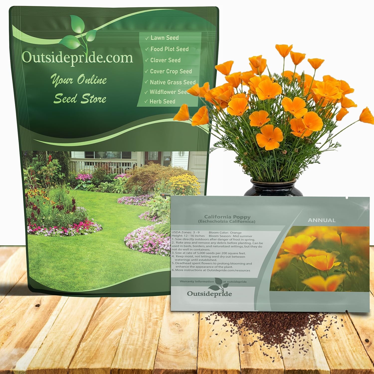 Eschscholzia Orange California Poppy Seeds – 1 lb. Annual, Native, Drought To…