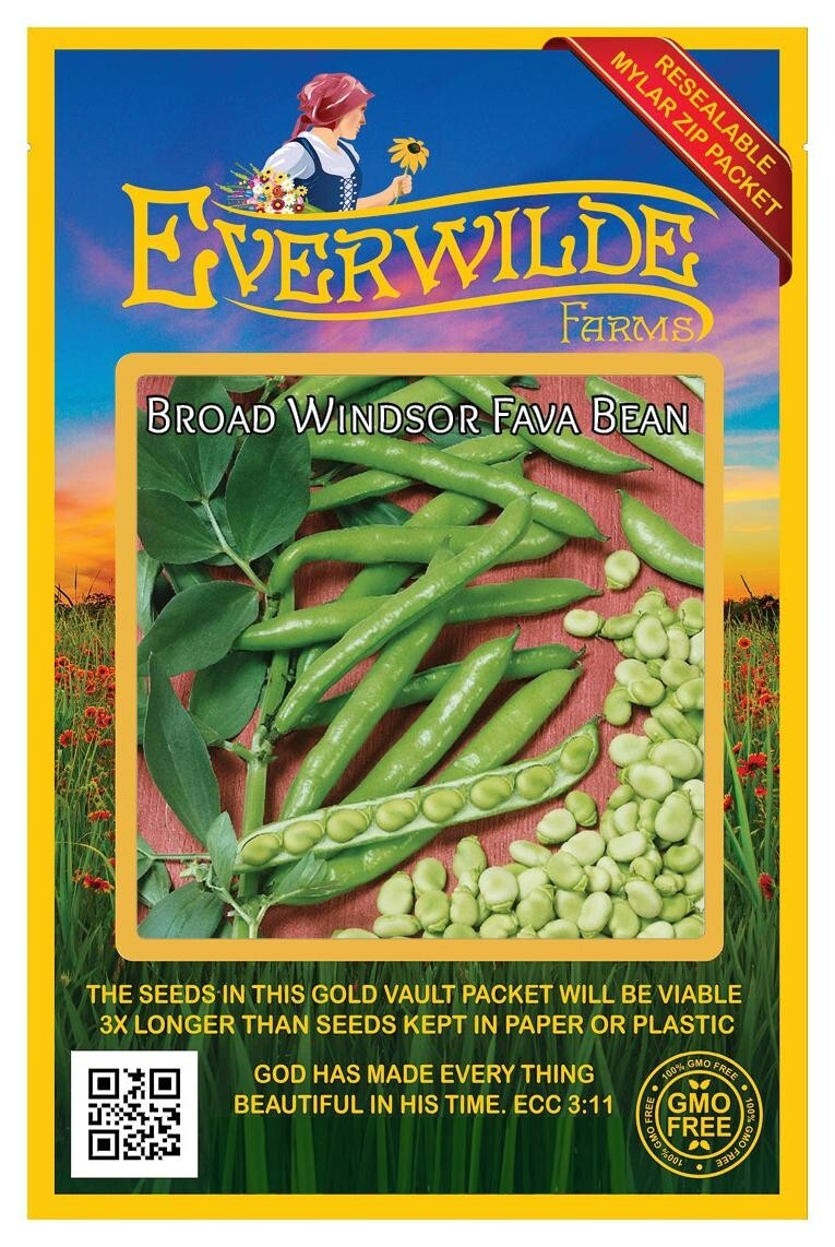 20 Broad Windsor Fava Bean Seeds – Everwilde Farms Mylar Seed Packet