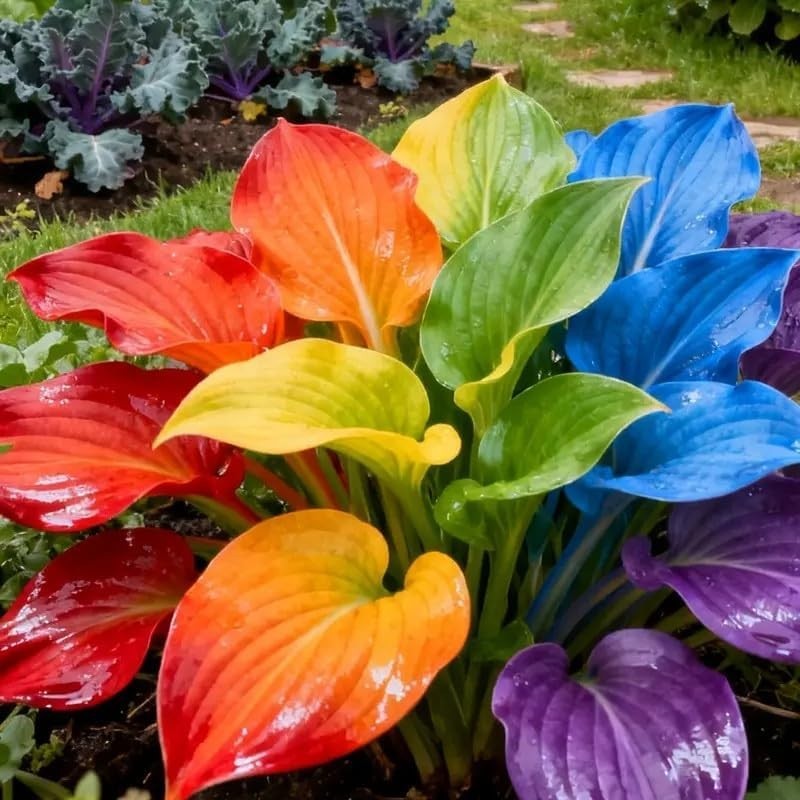100PCS Rainbow Hosta Seeds – Colorful Perennial Shade Loving Foliage Plant Seeds
