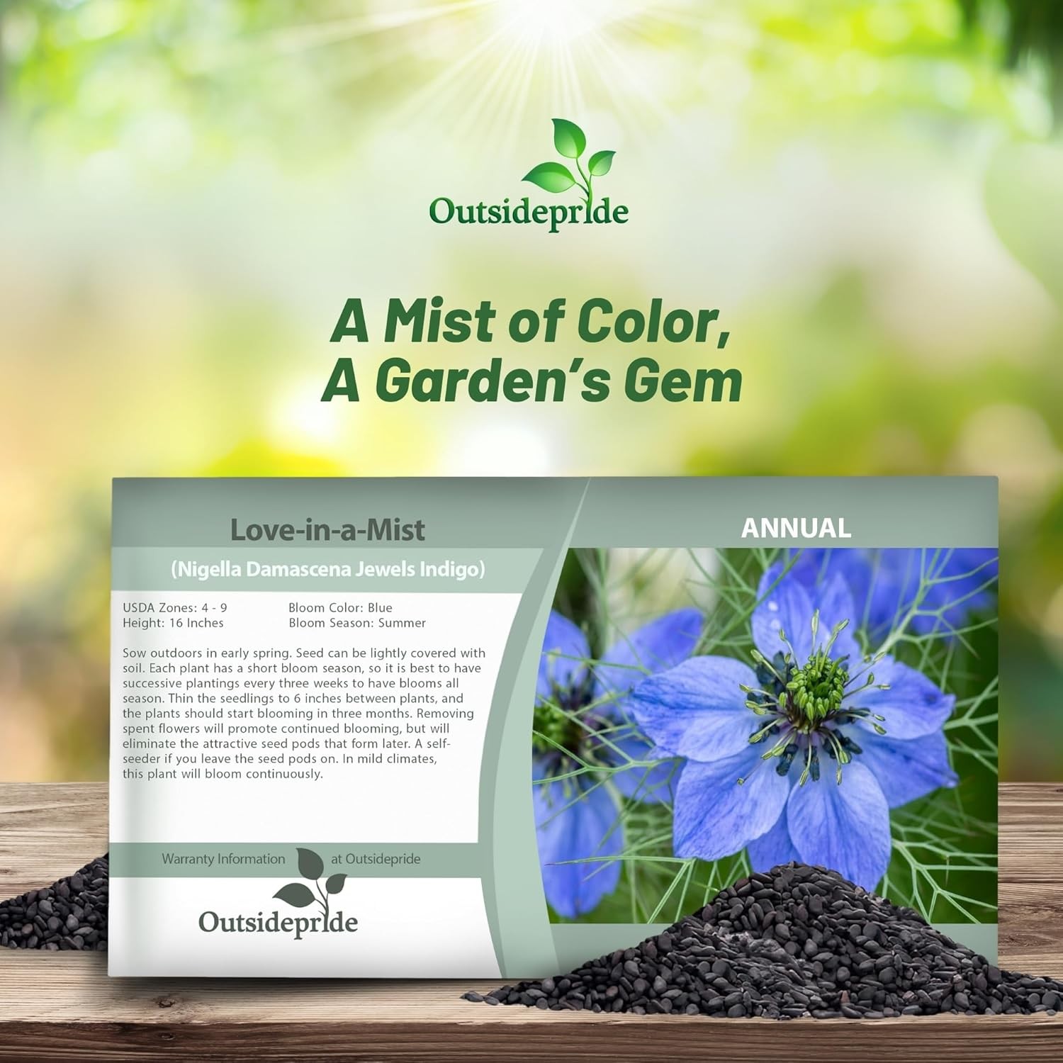 2000 Seeds Nigella Seeds – Blue Love In A Mist Flower Seed