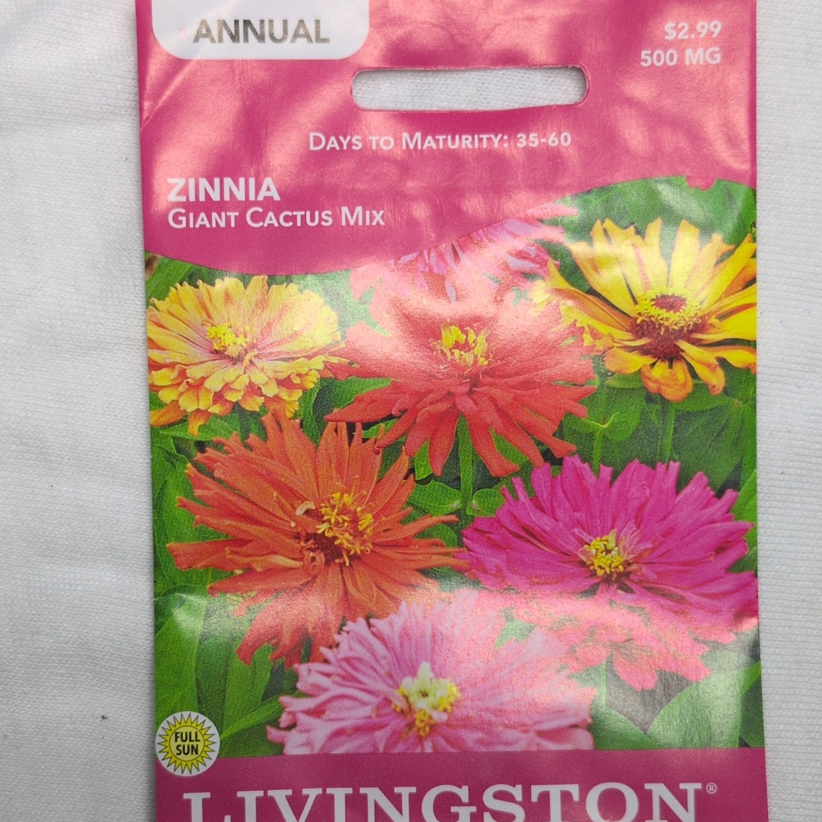 Livingston Zinnia Giant Cactus Mix Annual Multicolor Full Sun Y1570