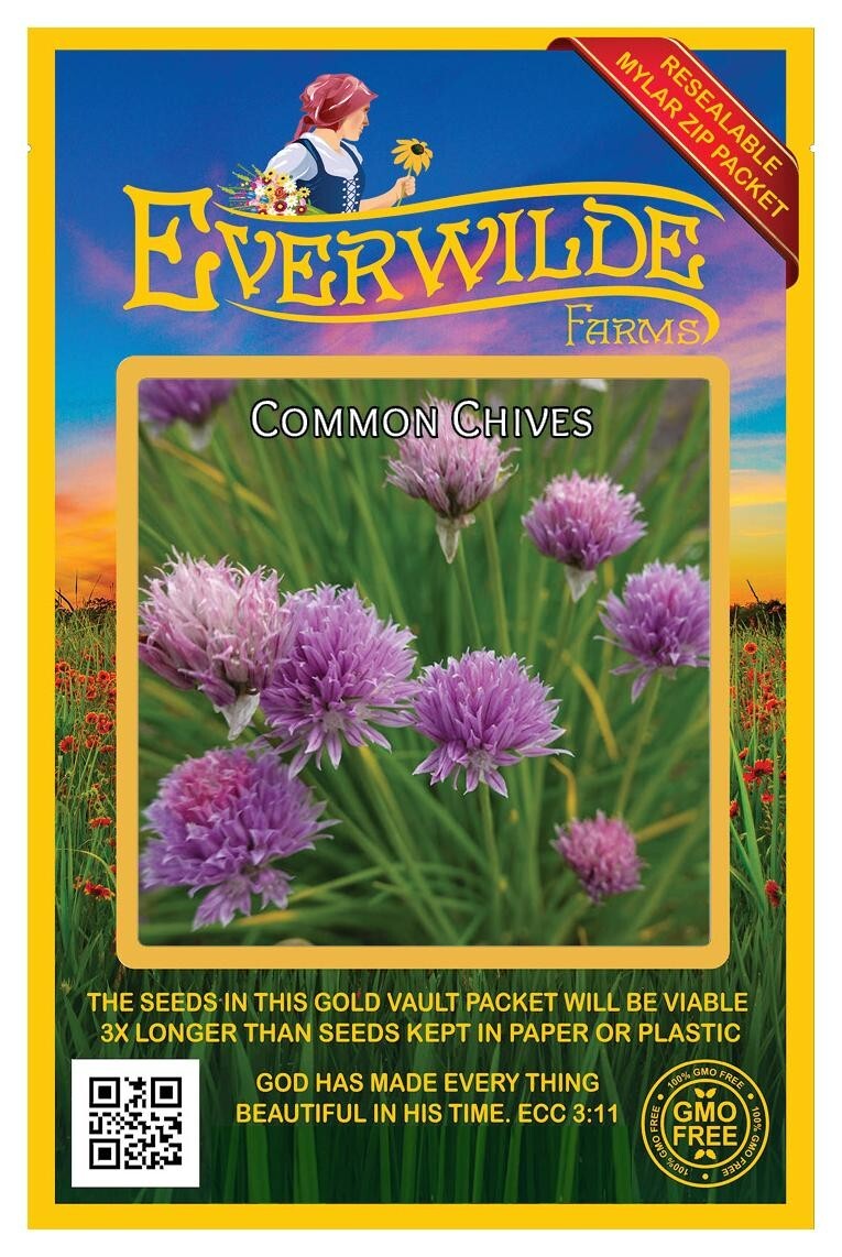 1 Oz Common Chives Herb Seeds – Everwilde Farms Mylar Seed Packet