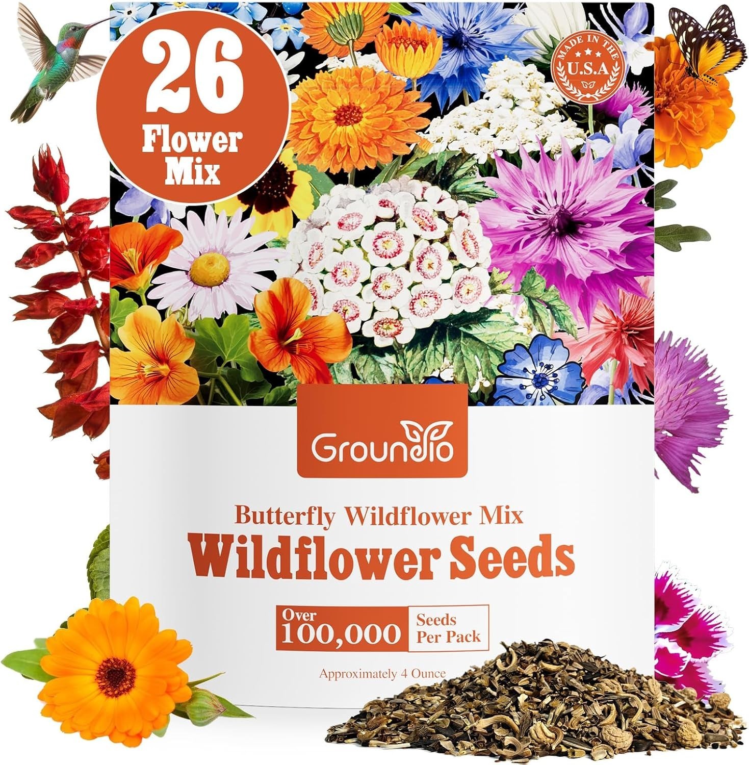Wildflower Seeds Bulk, 4 Ounce, 200,000+ Seeds, 26 Varieties Annual & Perenni…