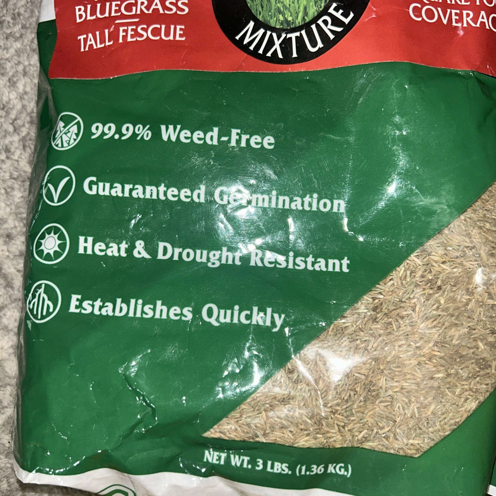 Greenview Pure Grass Seed Sunny Mixture 1,500 Square Foot Coverage 3LB Bag