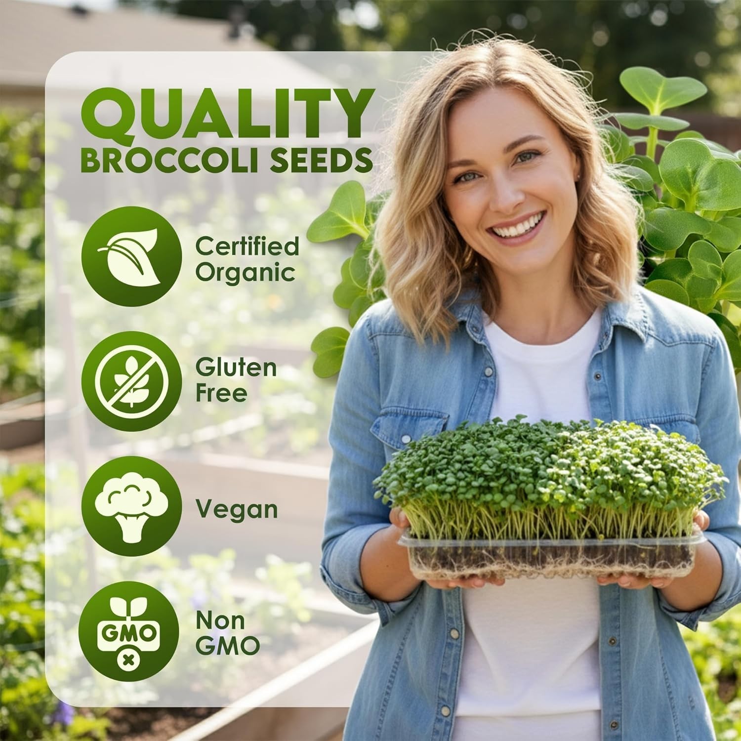 Nature Jim’s Organic Broccoli Sprouting Seeds – Non-GMO, Rich in Sulforaphane, F