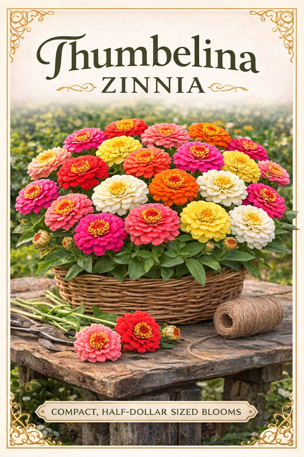 THUMBELINA DWARF Zinnia elegans Seeds Heirloom Non GMO Compact Colorful Mix