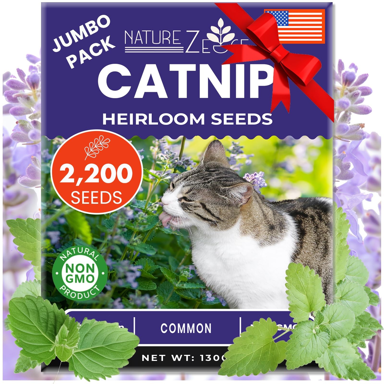 NatureZ Edge Catnip Seeds for Planting, 2200+ Herb Seeds, 1 Pack, Brown