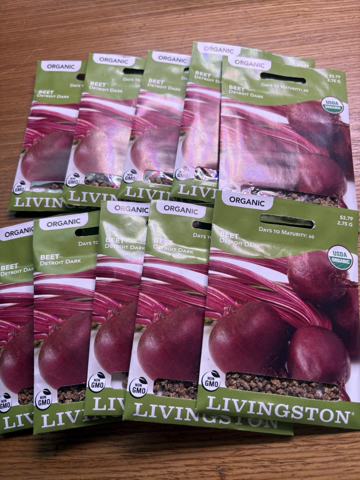 10 PACK BUNDLE Livingston Seed Company Detroit Dark Beet Organic Non-GMO Seeds