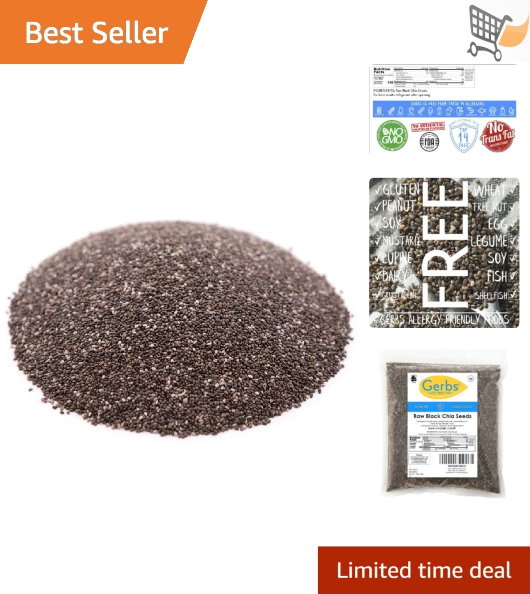 Black Chia Seeds 2 lbs Allergen-Free Resealable Bag Gluten Free