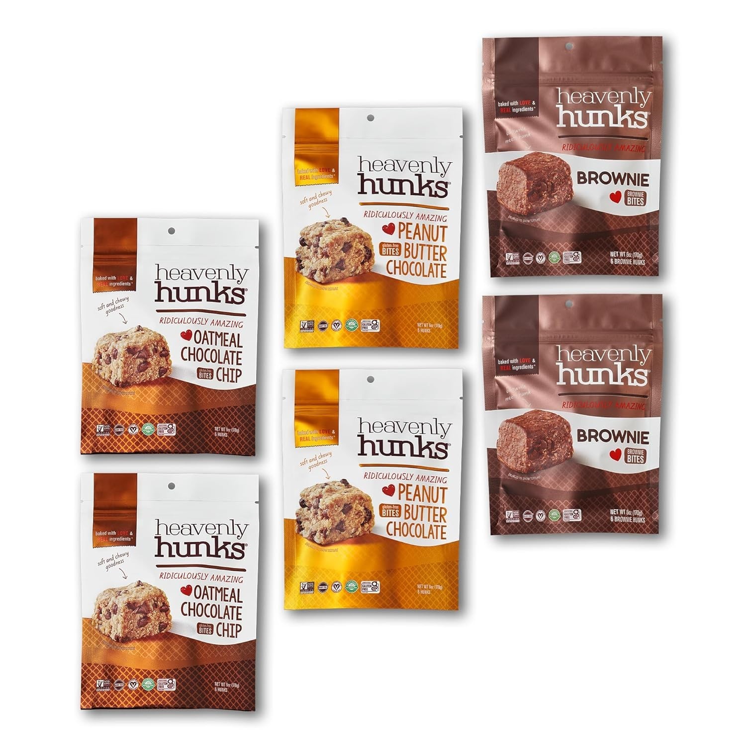 Delicious 6-Pack Oatmeal Chocolate, Peanut Butter & Brownie Bites – Treats