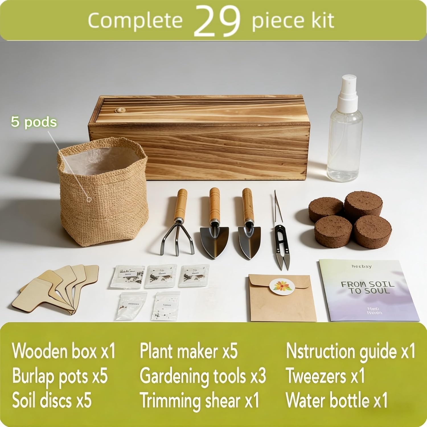 Elegant 5 Herb Garden Starter Kit – Basil, Rosemary, Mint & More for Windowsills