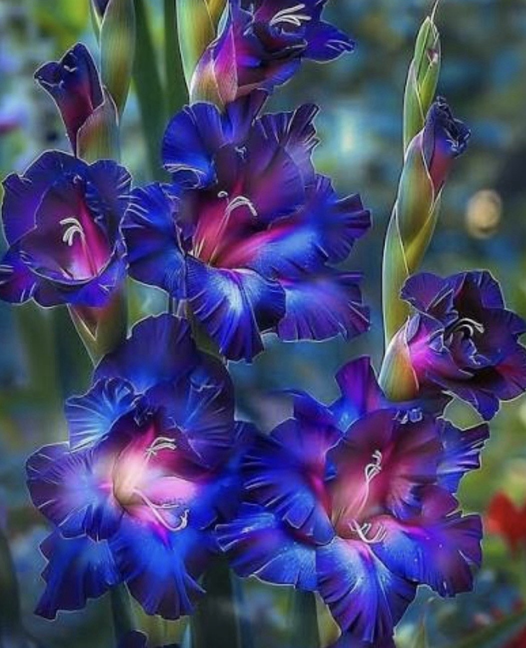 Blue Purple w Pink Hybrid Gladiolus Bulbs 4 Pack Stunning Rare Color ORGANIC