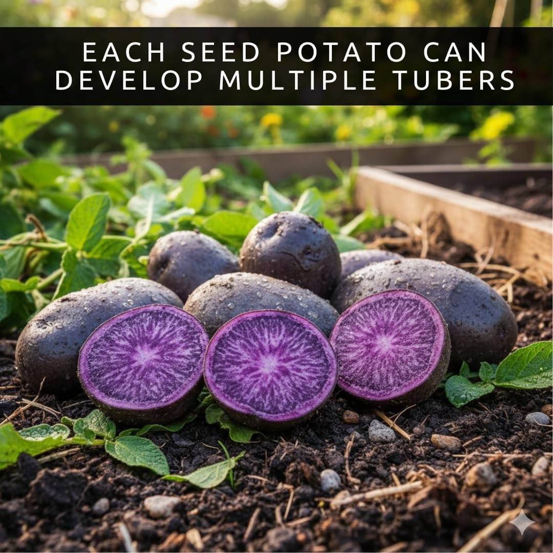 Purple Seed Potatoes for Planting – Easy to Grow (2 Pound Bag) Heirloom Potato