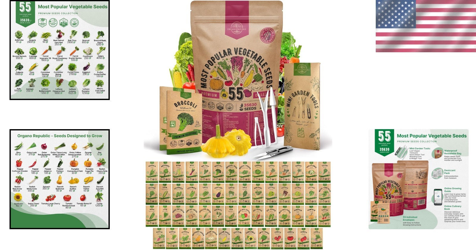55 Non-GMO Heirloom Seeds Variety Pack – High Germination for -Round Growth