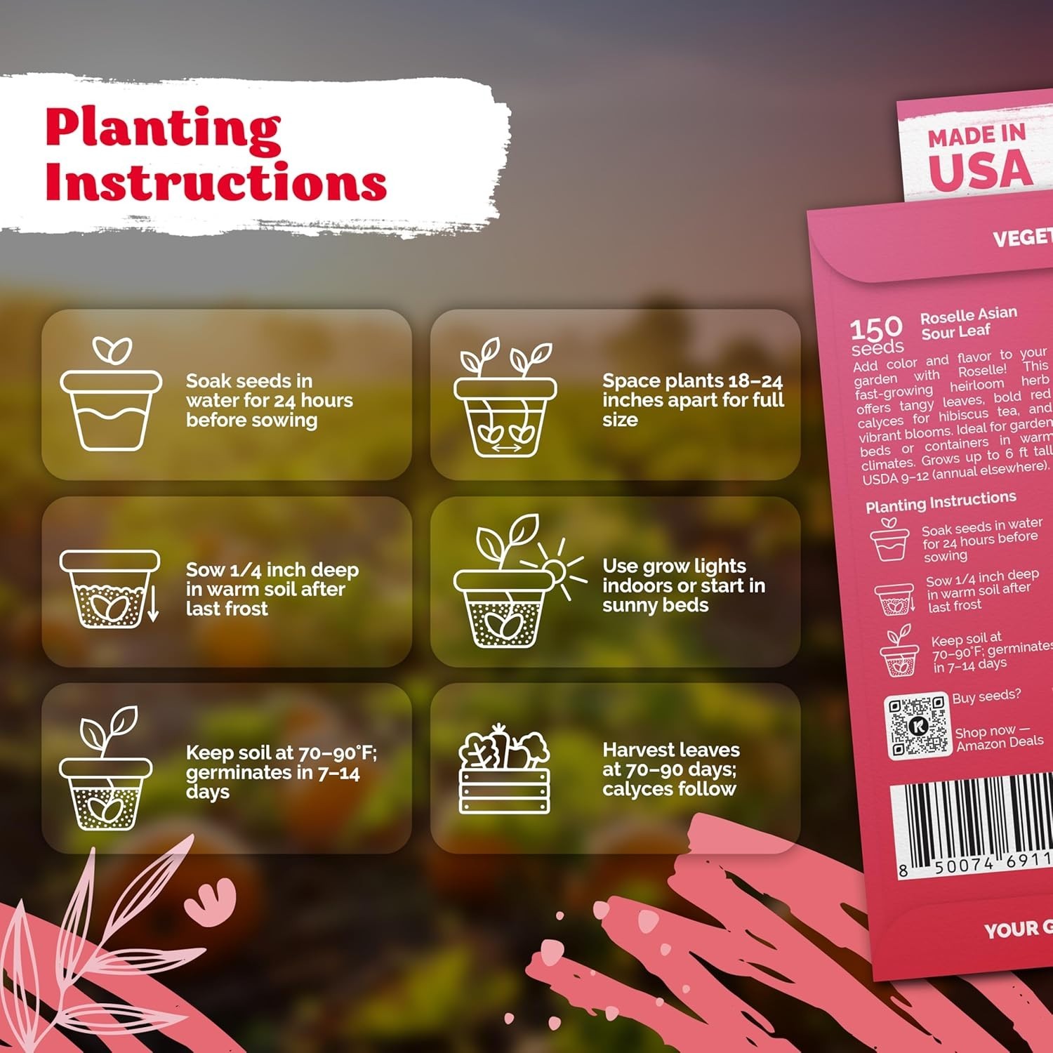 Vibrant Red Hibiscus Seeds – 150 Count for Garden & Delicious Hibiscus Tea