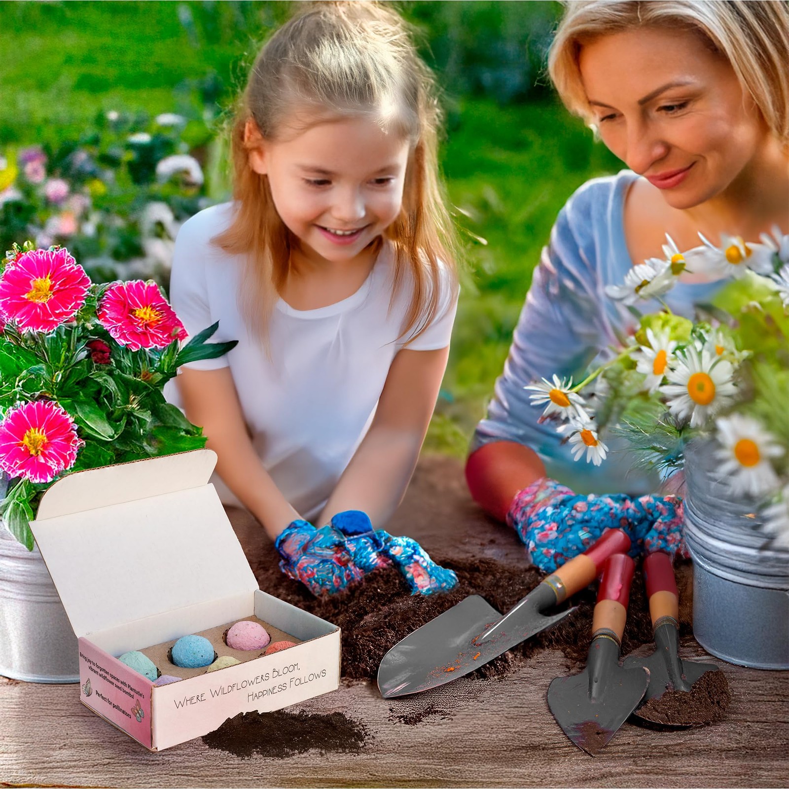 Wildflower Seed Bomb Gift Box – 6 Colorful Hand Rolled Seed Balls for Easy Ga…