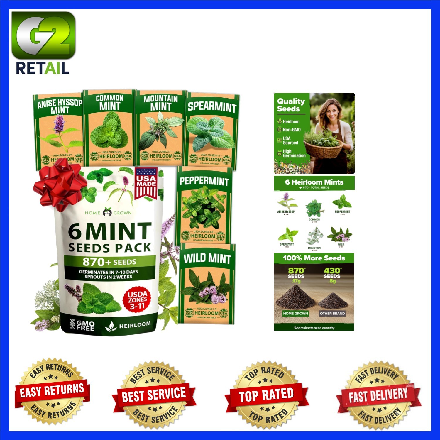 Grow Fresh Mint at Home – 870+ Heirloom Non-GMO Seeds for -Round Enjoyment